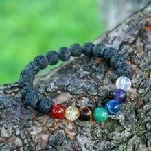 Load image into Gallery viewer, Semi-Precious 7 Chakra Bracelet (Lavastone)